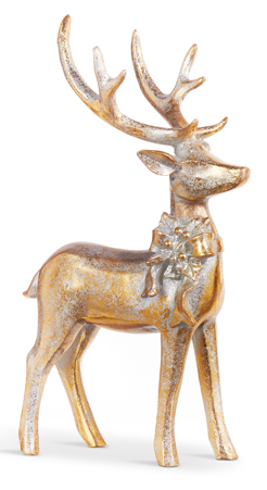Gold Deer with Bow Ornament - 7-in - Mellow Monkey