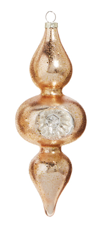 Silver and Gold Glass Finial Ornament - 8-in - Mellow Monkey