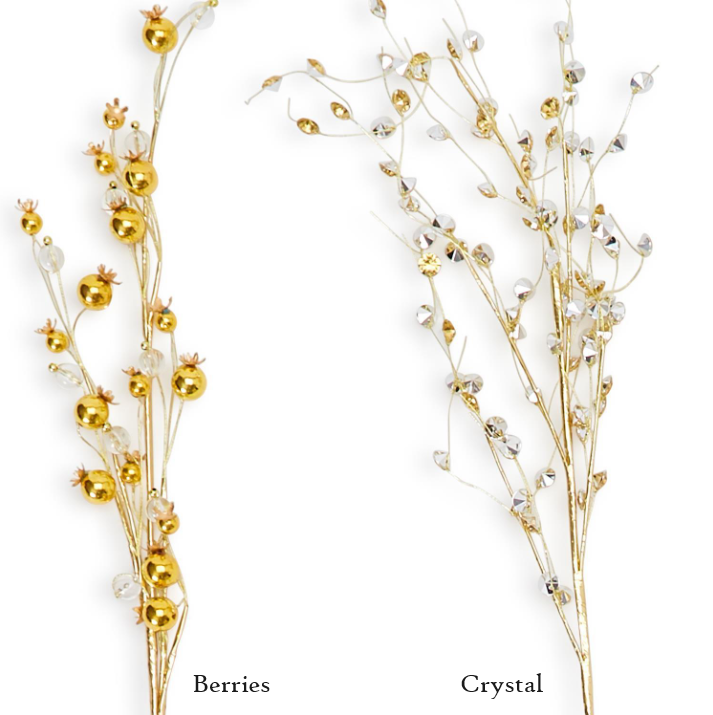 Metallic Floral Stem - Crystal & Berries - Mellow Monkey