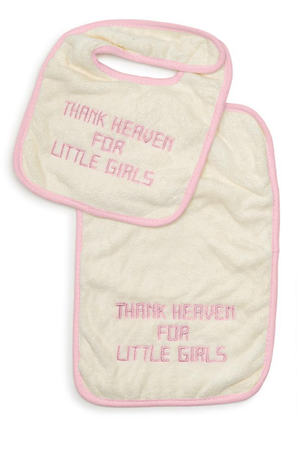 Thank Heaven For Little Girls Embroidered Bib and Burp Cloth Set - Mellow Monkey