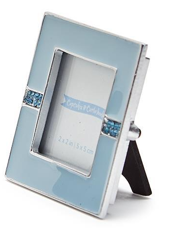 Blue Mini Enamel And Jewels Square Photo Frame 2x2-in - Mellow Monkey