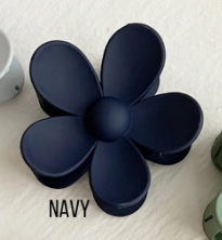 Ava Flower Claw Clip - Navy Matte - Mellow Monkey