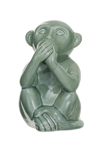 Stoneware Monkey Statue - 6-1/2-in - Mellow Monkey