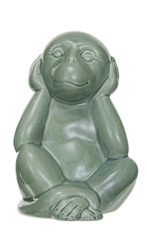 Stoneware Monkey Statue - 6-1/2-in - Mellow Monkey