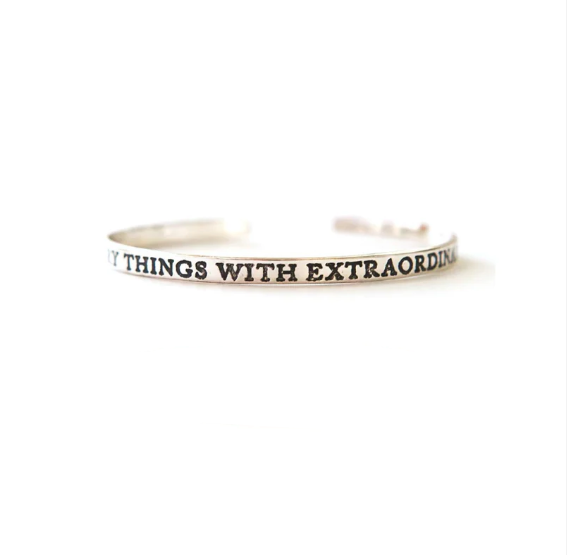 Do Ordinary Things With Extraordinary Love - Silver Cuff Bracelet - Mellow Monkey