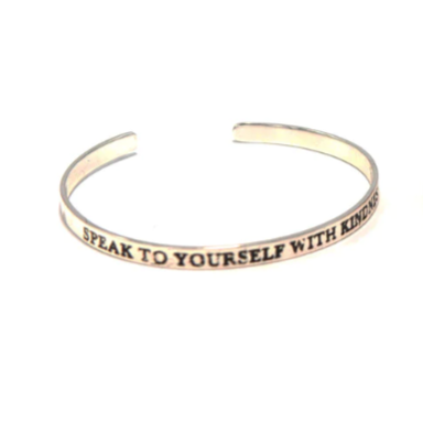 Speak To Yourself With Kindness - Silver Cuff Bracelet - Mellow Monkey