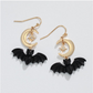 Black Bats with Moon Halloween Earrings - Mellow Monkey