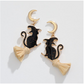 Black Cats on Brooms Halloween Earrings - Mellow Monkey