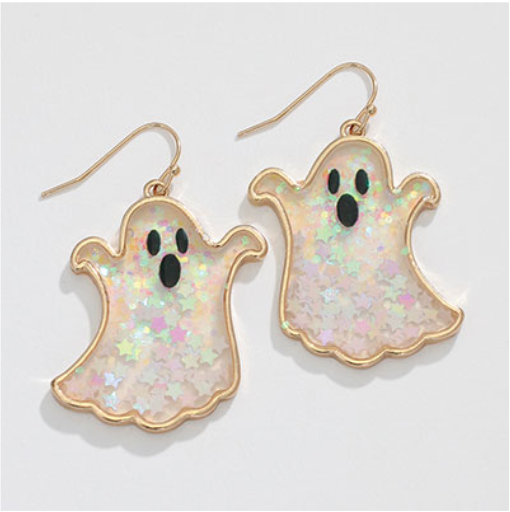 Glitter Ghost Halloween Earrings - Mellow Monkey