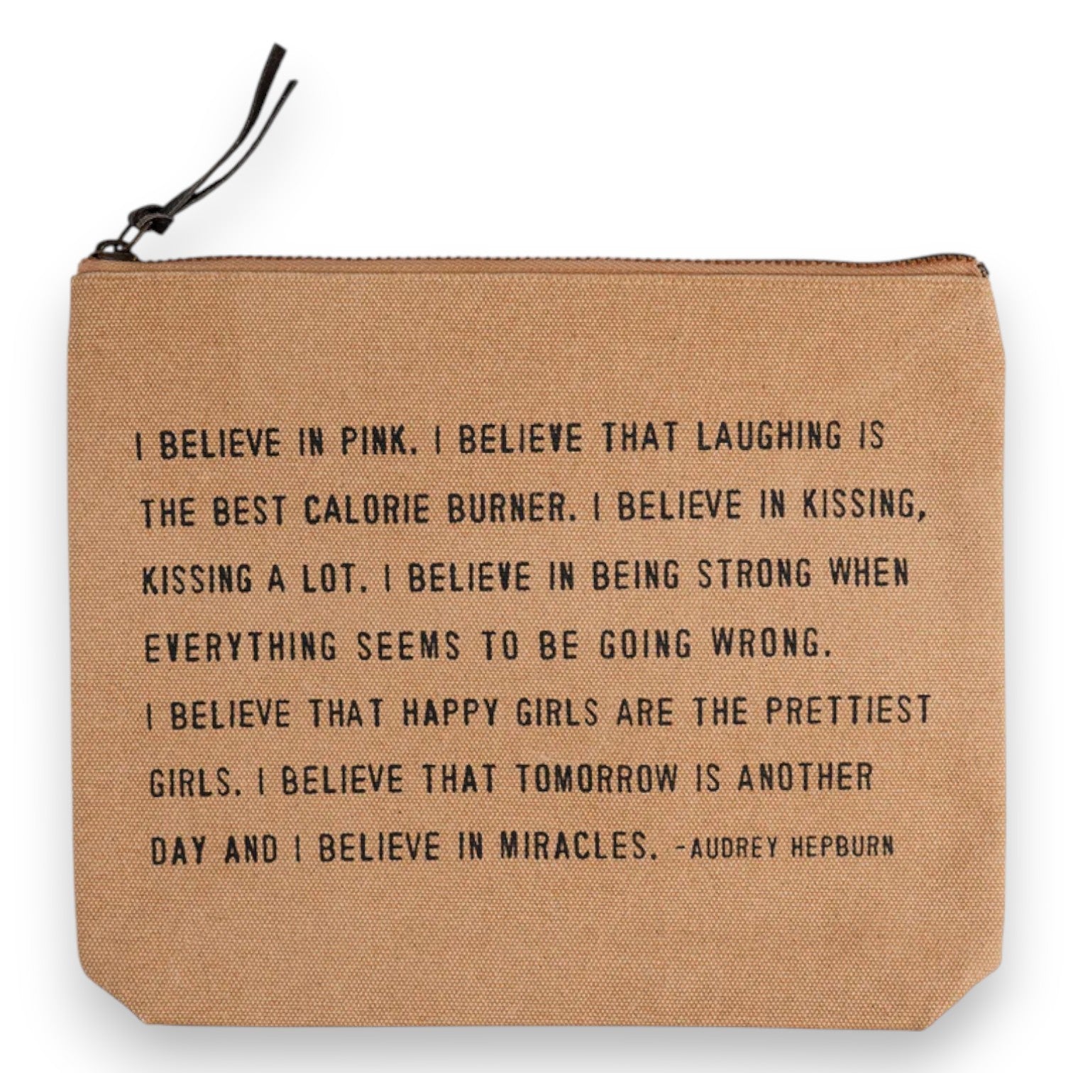 Canvas Zipper Bag - I Believe In Pink - Audrey Hepburn - Mellow Monkey
