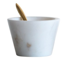 Marble Pinch Pot with Brass Spoon - Mellow Monkey