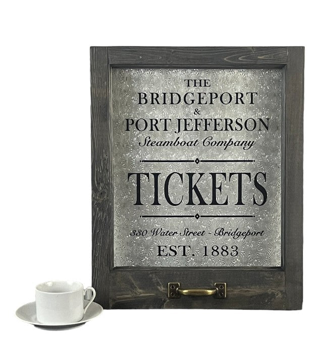 Bridgeport & Port Jefferson Steamboat Company Framed Ticket Office Window - 18-in - Mellow Monkey