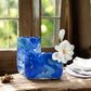 Swirled Blue Hand Blown Glass Vase - Mellow Monkey