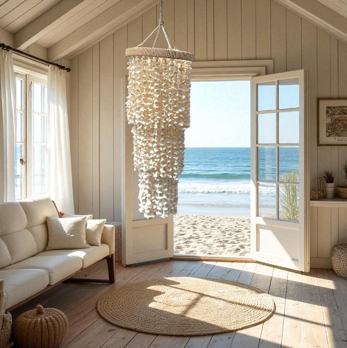 White Clam Rose And Nassa Shell Mobile - 24" - Mellow Monkey