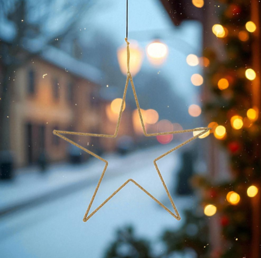 Hanging Metal And Glass Bead Star - 20 inches - Mellow Monkey