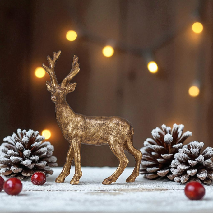 Resin Deer with Gold Finish - 5-3/4-in - Mellow Monkey