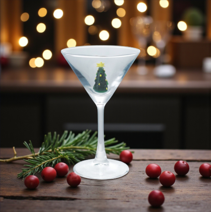 Snowflake - Martini Glass with Holiday Figure - 4-oz. - Mellow Monkey