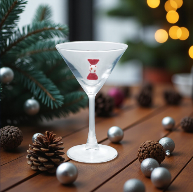 Down the Chimney - Martini Glass with Holiday Figure - 4-oz. - Mellow Monkey