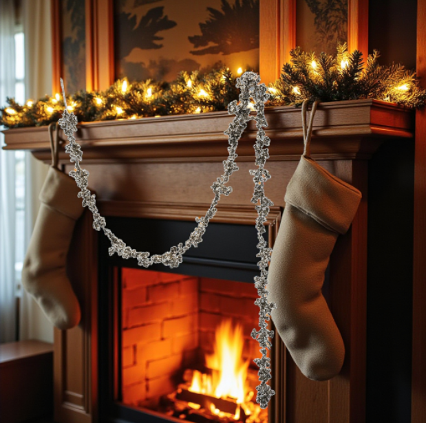 Foam Ball Garland with Glitter - Champagne Finish - 72-in - Mellow Monkey