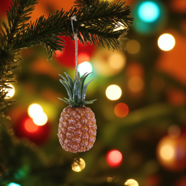 Plastic Pineapple Ornament - Yellow & Green - 5-1/2-in - Mellow Monkey