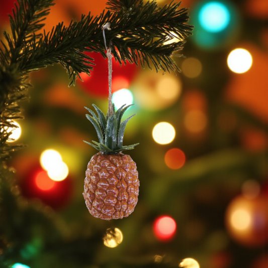 Plastic Pineapple Ornament - Yellow & Green - 5-1/2-in - Mellow Monkey