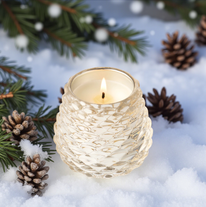 Winter White Pinecone Votive Candle - 3-in - Mellow Monkey