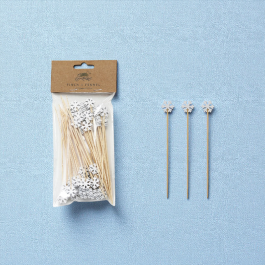 Bamboo Single Use Skewers with Snowflake Shaped Handles - Set of 50 - Mellow Monkey
