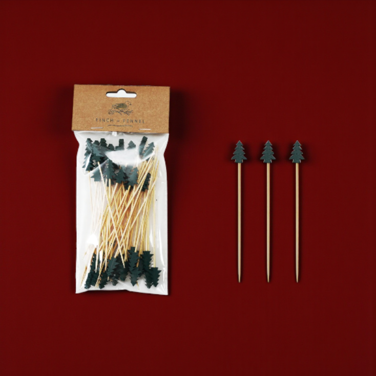 Bamboo Single Use Skewers with Tree Shaped Handles - Set of 50 - Mellow Monkey