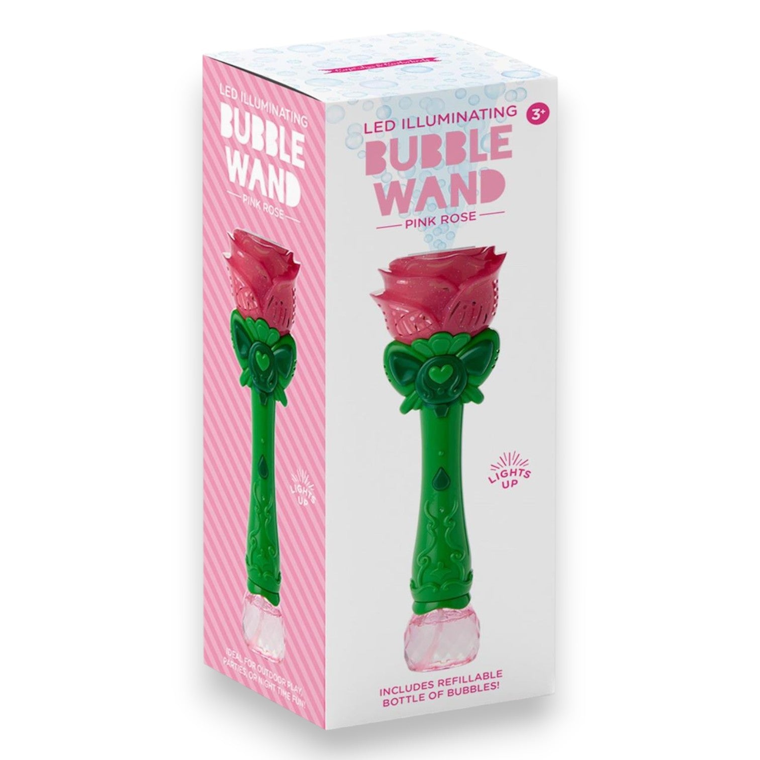 Light Up Pink Rose Bubble Wand - Mellow Monkey