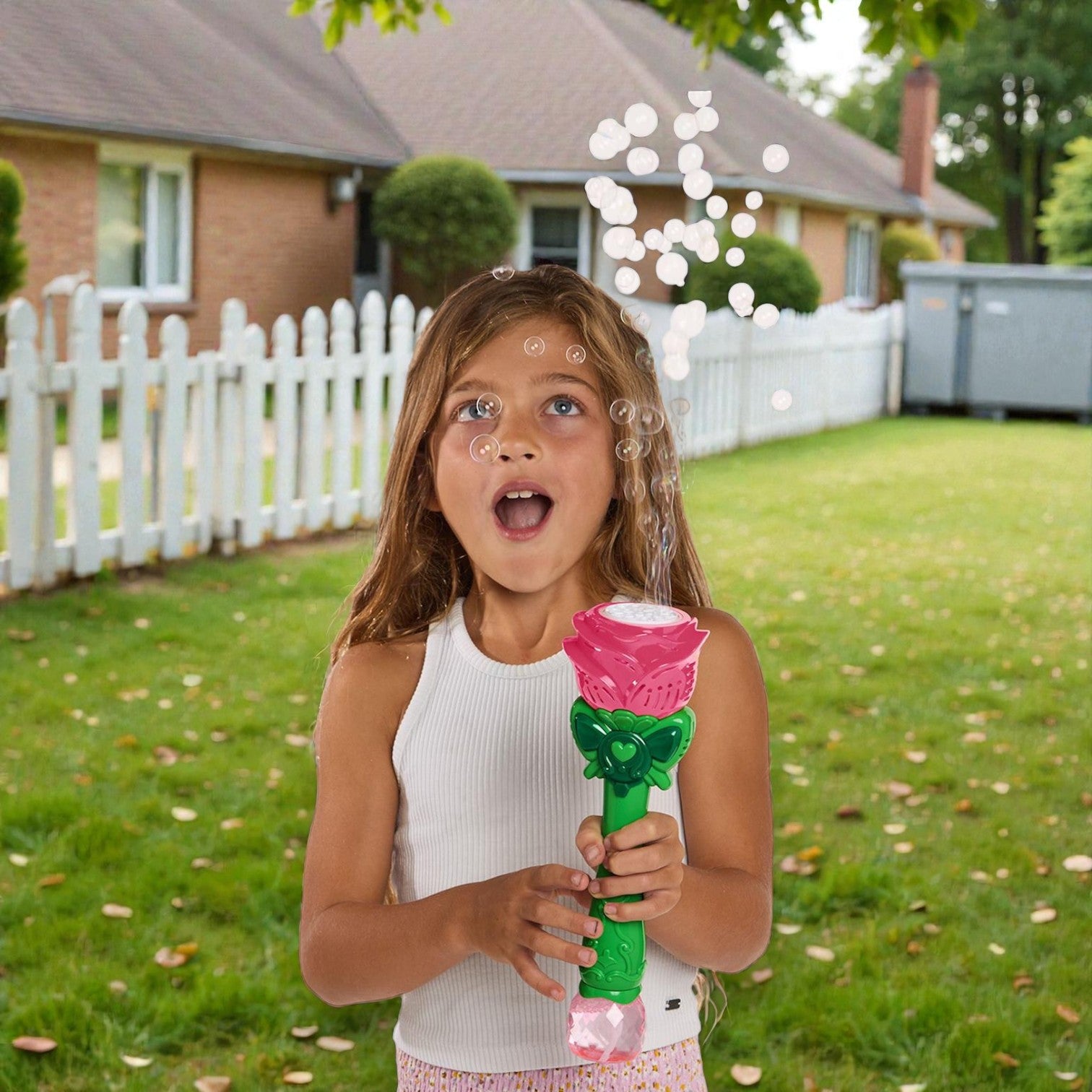 Light Up Pink Rose Bubble Wand - Mellow Monkey