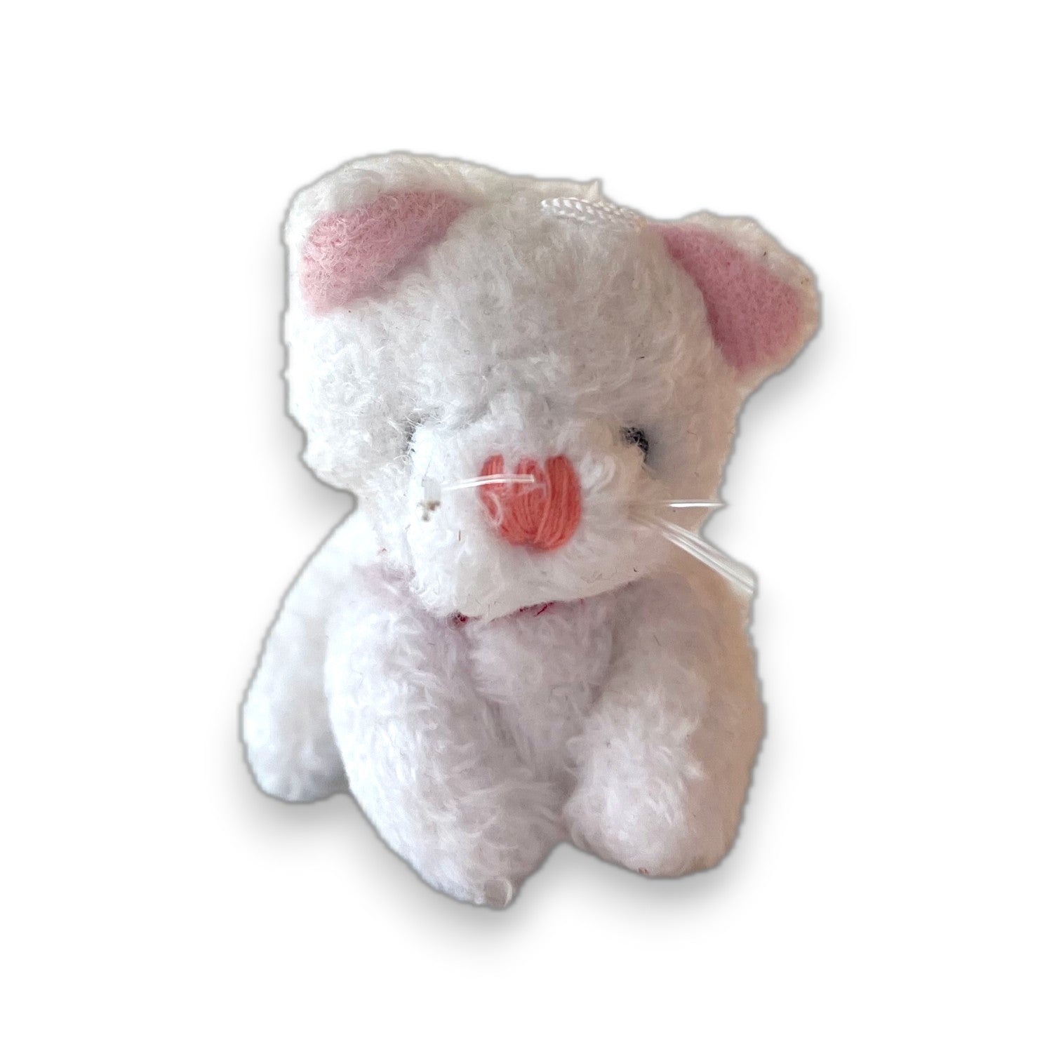 Small Plush Kitty Cat  - White - Backpack Charm - 2-in - Mellow Monkey
