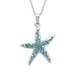 Starfish Necklace Encrusted with Aqua Crystals - Mellow Monkey