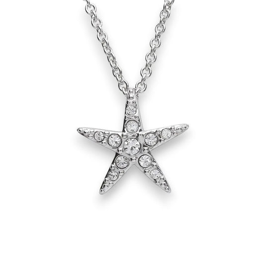 Starfish Pendant With Clear Crystals – Medium Size - Mellow Monkey