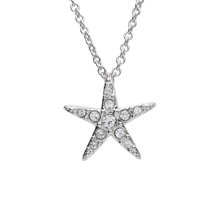 Starfish Pendant With Clear Crystals – Medium Size - Mellow Monkey