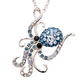 Sterling Silver Octopus Necklace with Blue Crystals - Mellow Monkey