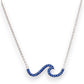 Sterling Silver Wave Necklace with Sapphire Blue Crystals - Mellow Monkey