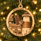 Stratford, CT Will Always Be Home - Stratford Point Light and Shakespeare Theater - Wood Ornament 4-in