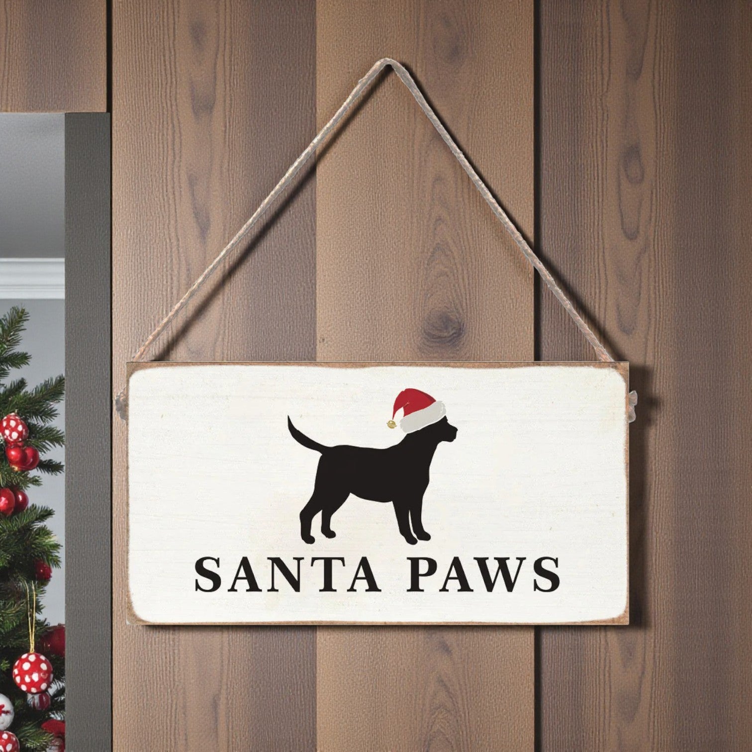 Santa Paws - Dog Twine Sign - 11-in. - Mellow Monkey
