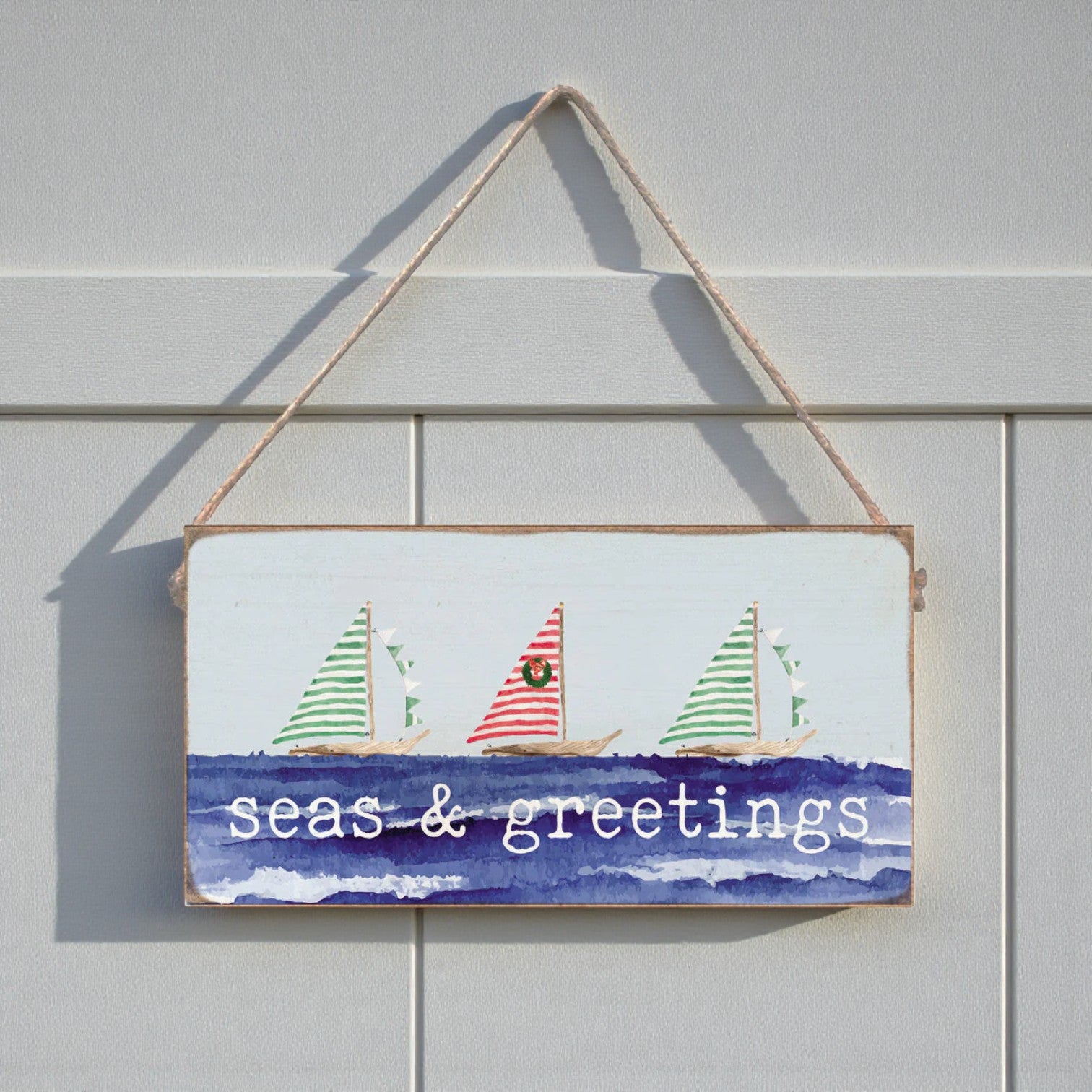Seas & Greetings Twine Sign - 11-in. - Mellow Monkey