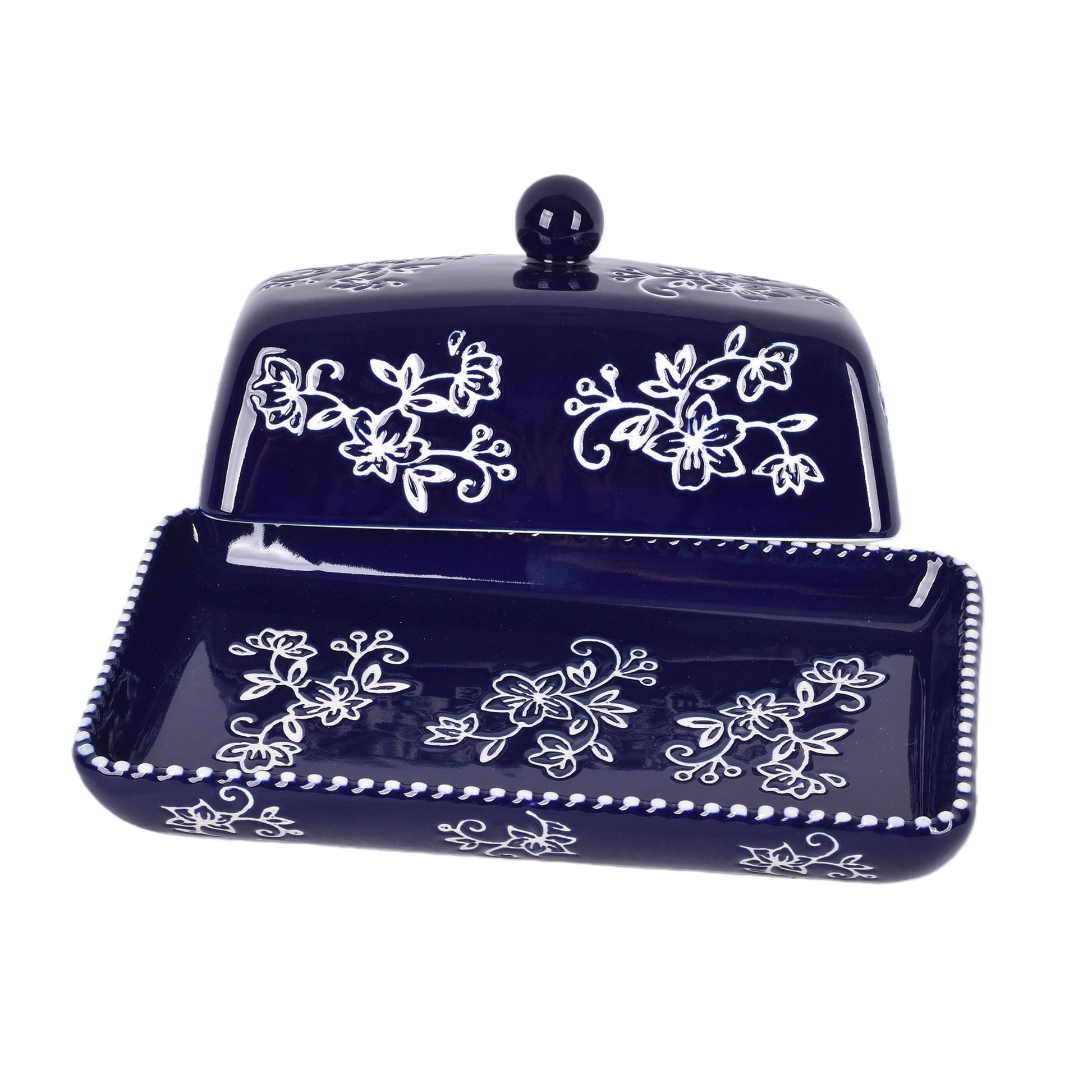 Floral Lace Blue - Butter Dish With Lid - Temp-tations - Mellow Monkey