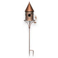 Copper Finish Metal Patina Birdhouse Lawn Stake - Round - 39-1/4-in - Mellow Monkey