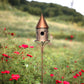 Copper Finish Metal Patina Birdhouse Lawn Stake - Round - 39-1/4-in - Mellow Monkey