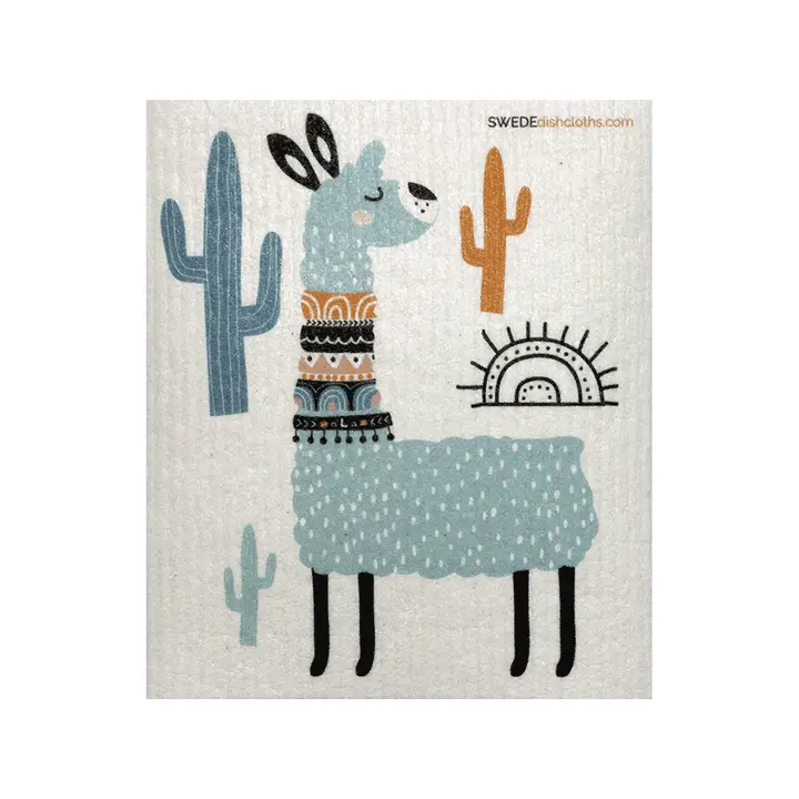 Turquoise Llama Swedish Dishcloth - Mellow Monkey