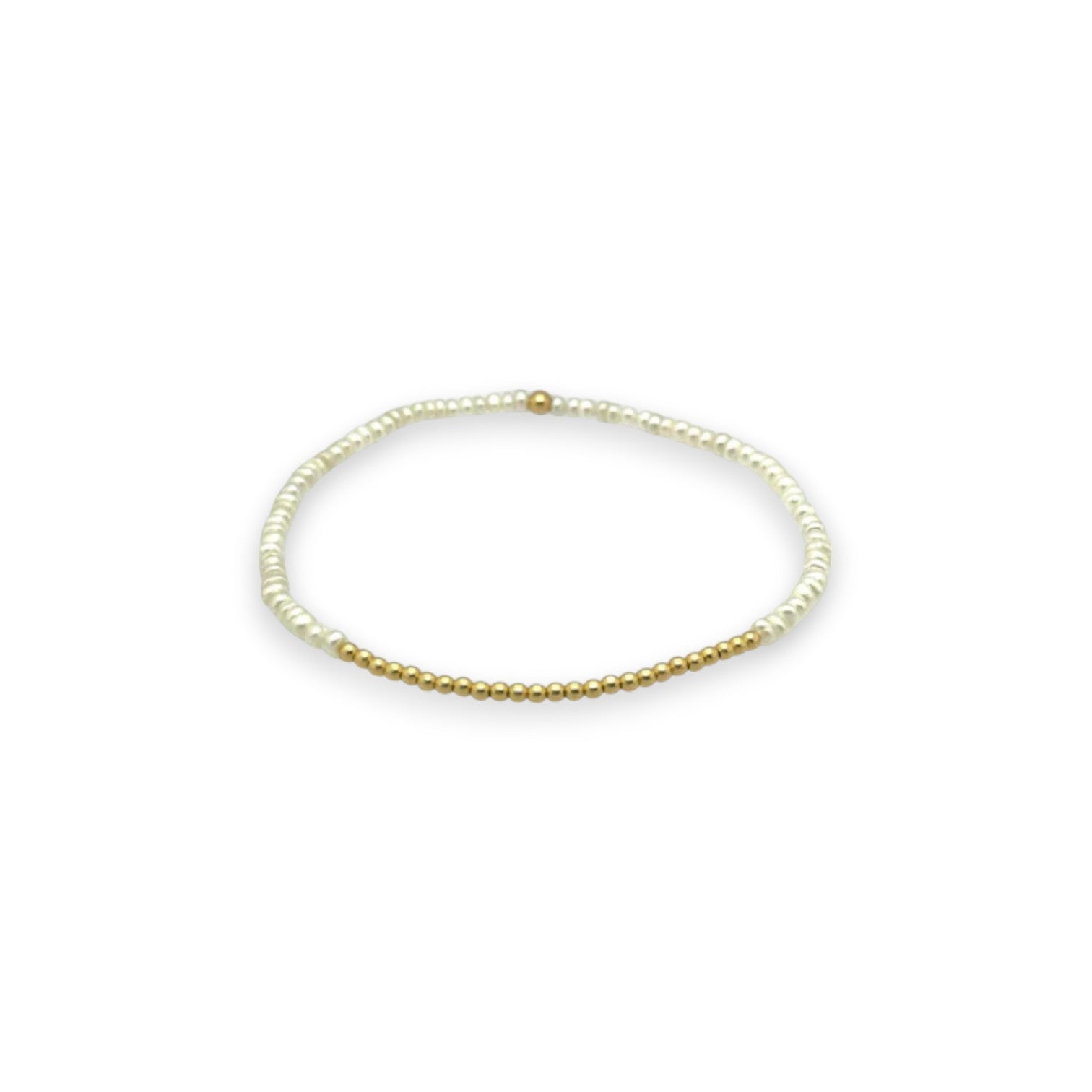 "TERESA" Gold Filled and Freshwater Pearl Beaded Stretch Bracelet - Mellow Monkey