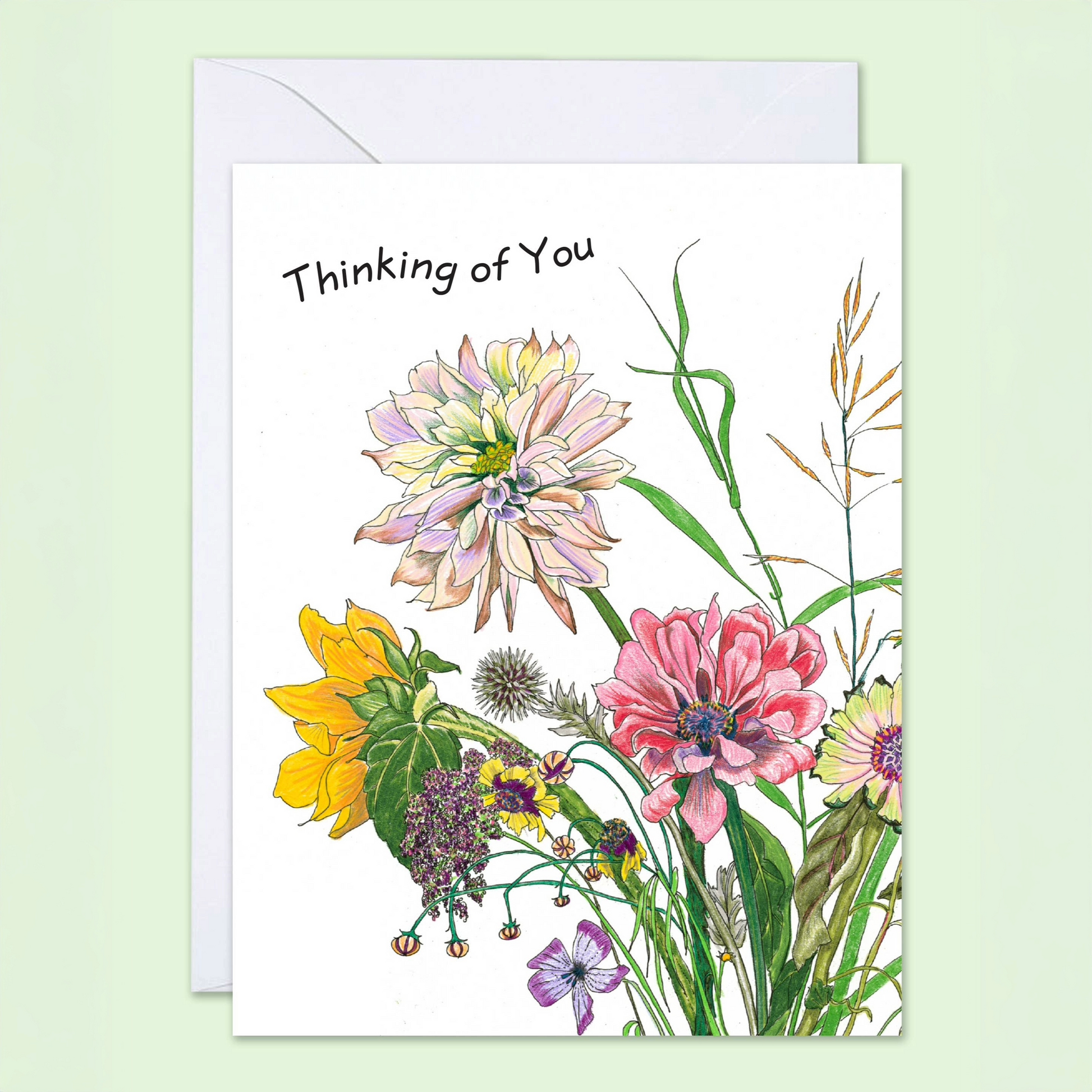 Thinking of You Bouquet - Greeting Card - Mellow Monkey