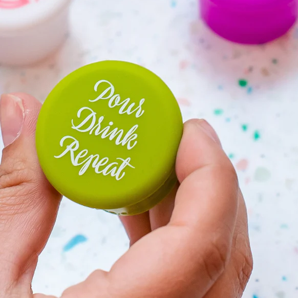 Pour Drink Repeat - Capabunga Wine Bottle Top Seal - Mellow Monkey