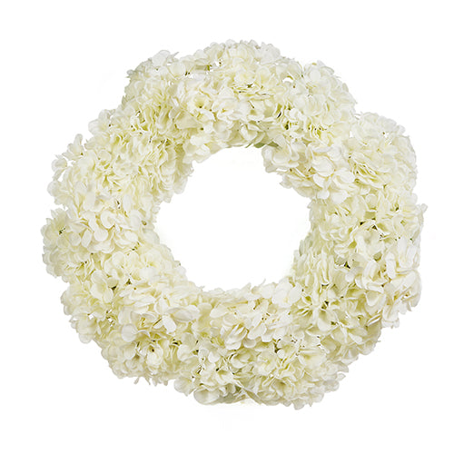 26" White Hydrangea Wreath - Mellow Monkey