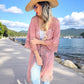 Mauve Pink Floral Textured Lace Detail Kimono - Mellow Monkey