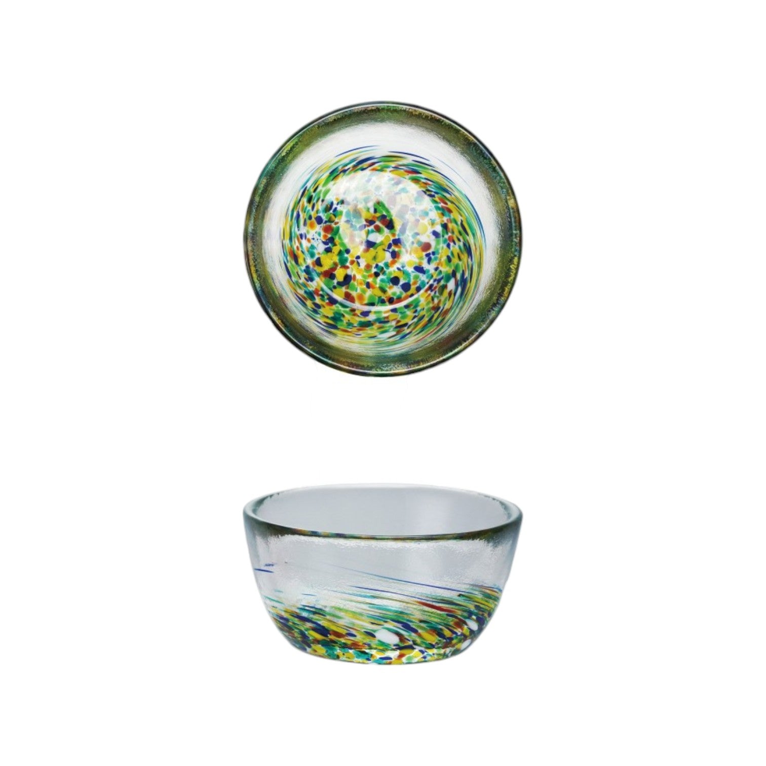 Hand-Blown Recycled Confetti Glass Pinch Pot - Mellow Monkey