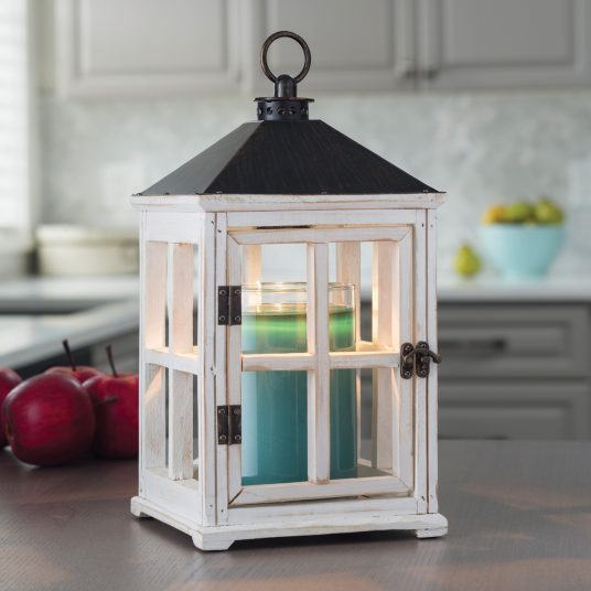 Weathered White Wooden Lantern - Mellow Monkey